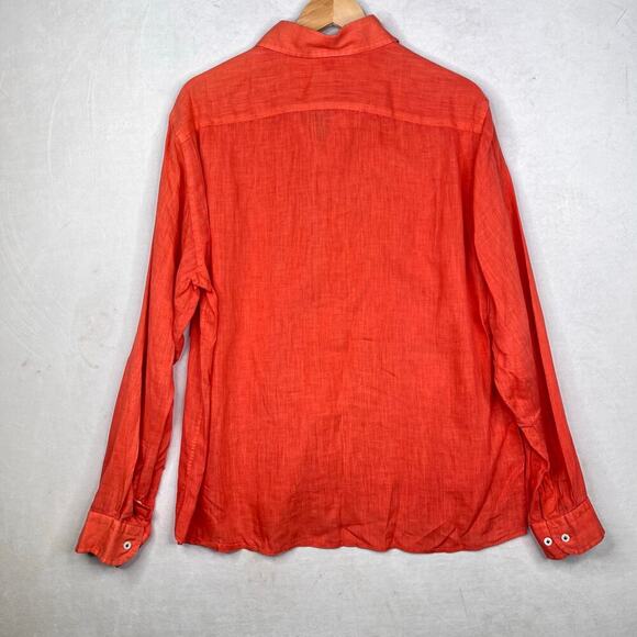 Benson New York Men's Bright size large 100% linen button down collared shirt - Picture 6 of 8